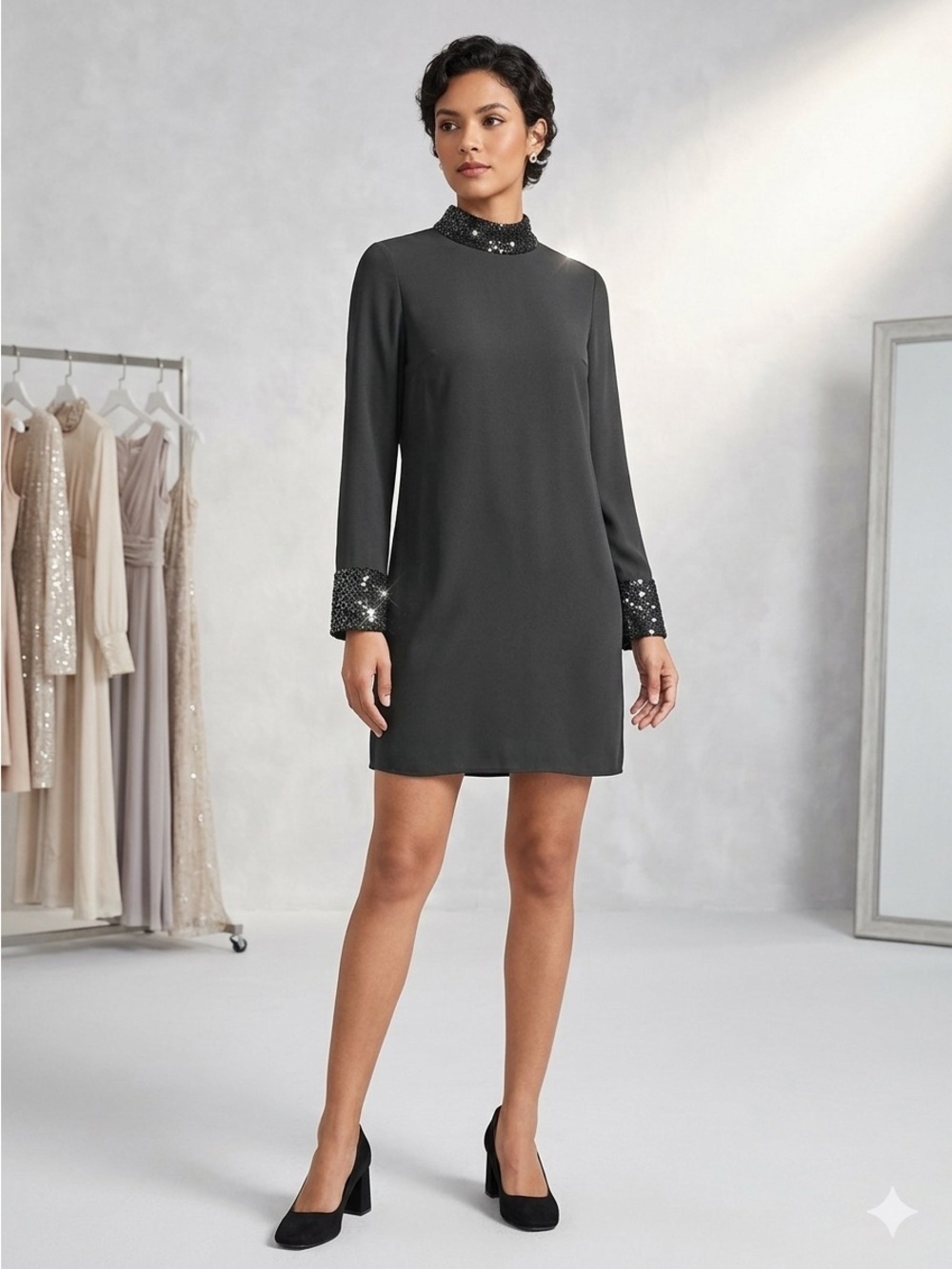 Linda Allard for Ellen Tracy| Beaded Shift Dress size 12